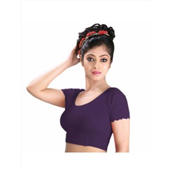 Чоли для сари - трикотажная блузка с кружевными рукавами, цвет - фиолетовый, производитель Абхи; Women's Сotton Blouse With Lace Sleeves Purple, Abhi